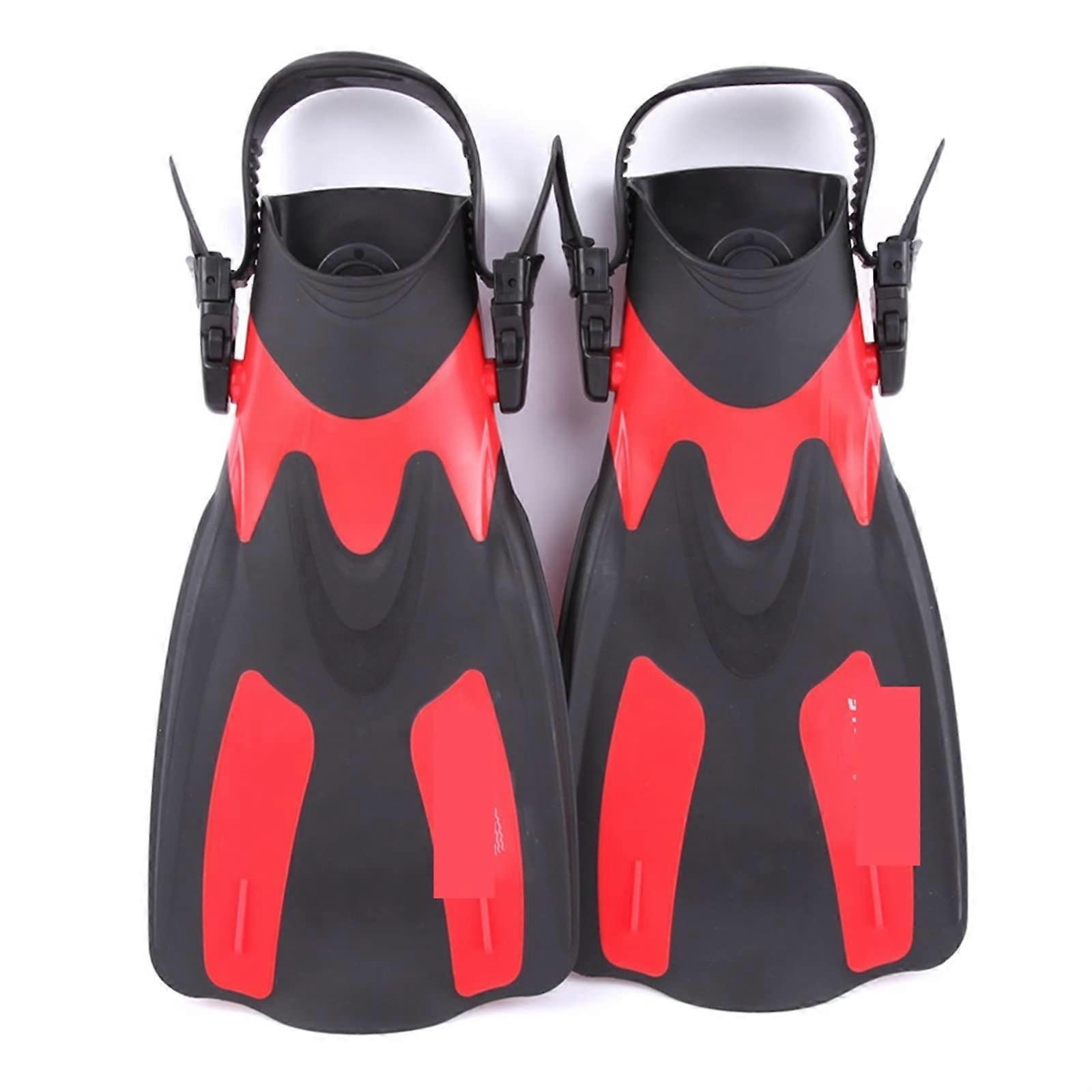 Adjustable Swimming F Adult Short Scuba Snorkel Shoes Trek Foot Flipper Diving F with Heel ML XL red