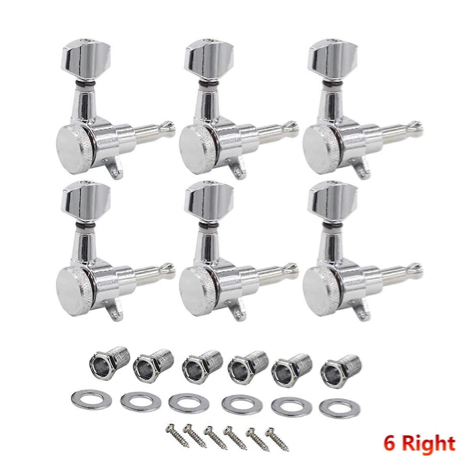 6 Right Inline Electric Guitar Tuning Peg Sealed Locking Tuners Chrome Plated Guitar Tuning Keys Machine Heads 1 : 18 Compatible with Electric Guitar