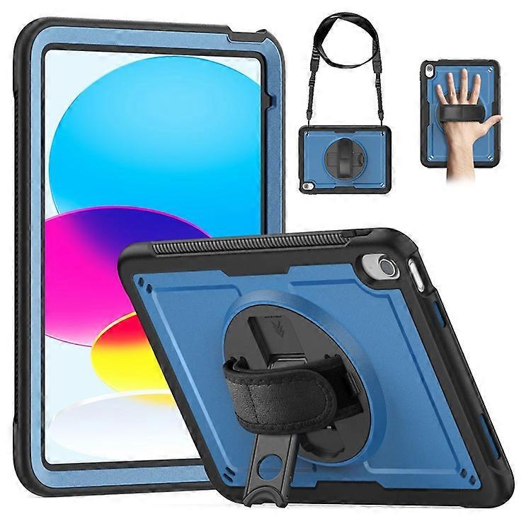 Compatible For iPad (2025) / 10.9 (2022) Case Kickstand PC + TPE Tablet Cover with Hand Strap and Shoulder Strap