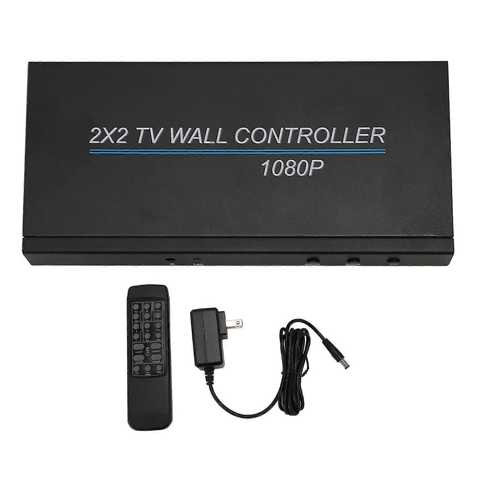 Video Wall Controller with Remote, 1920x1080P 60Hz, 4 TV Splicing Display, US Plug