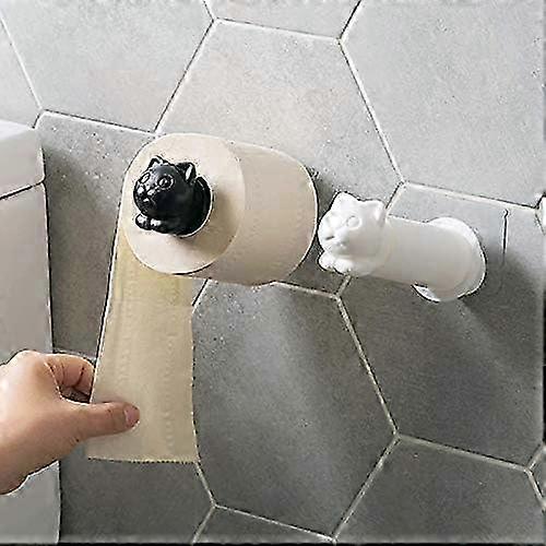 2 Pack Toilet Paper Storage Shelves, Cat Pattern Toilet Paper Roll, Self-Adhesive Hooks, No Drilling Needed, Ideal for Bathroom and Kitchen