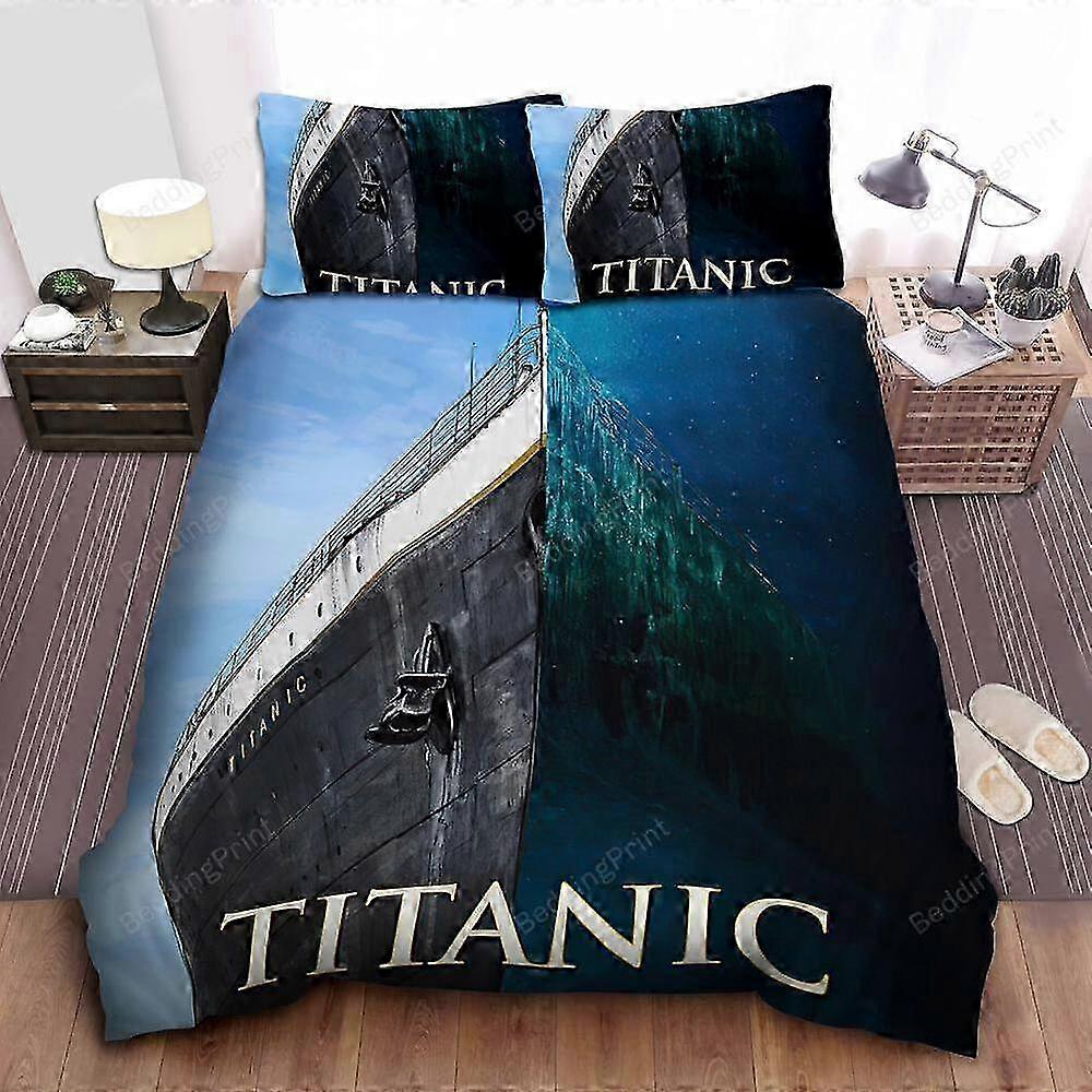 Titanic The Unsinkable Ship Split Artwork Bed Sheets Duvet Cover Set for Home Textiles, Suitable for Various Brands, IU3469