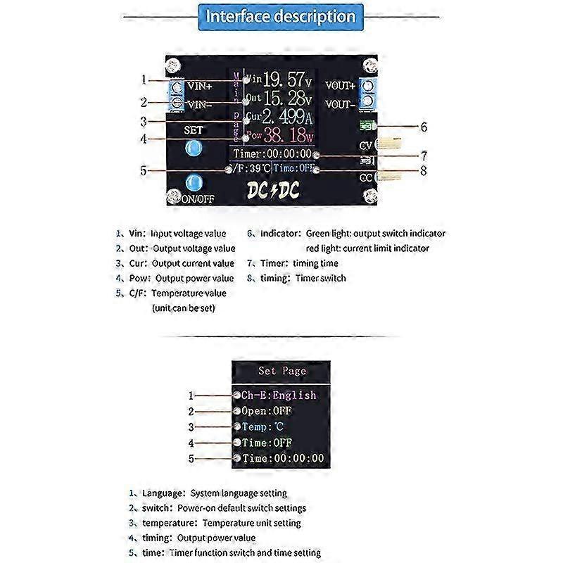 Automatic DC Boost/Down Converter Power Supply Module CC CV 0.5-30V 3A 35W Adjustable Power Supply