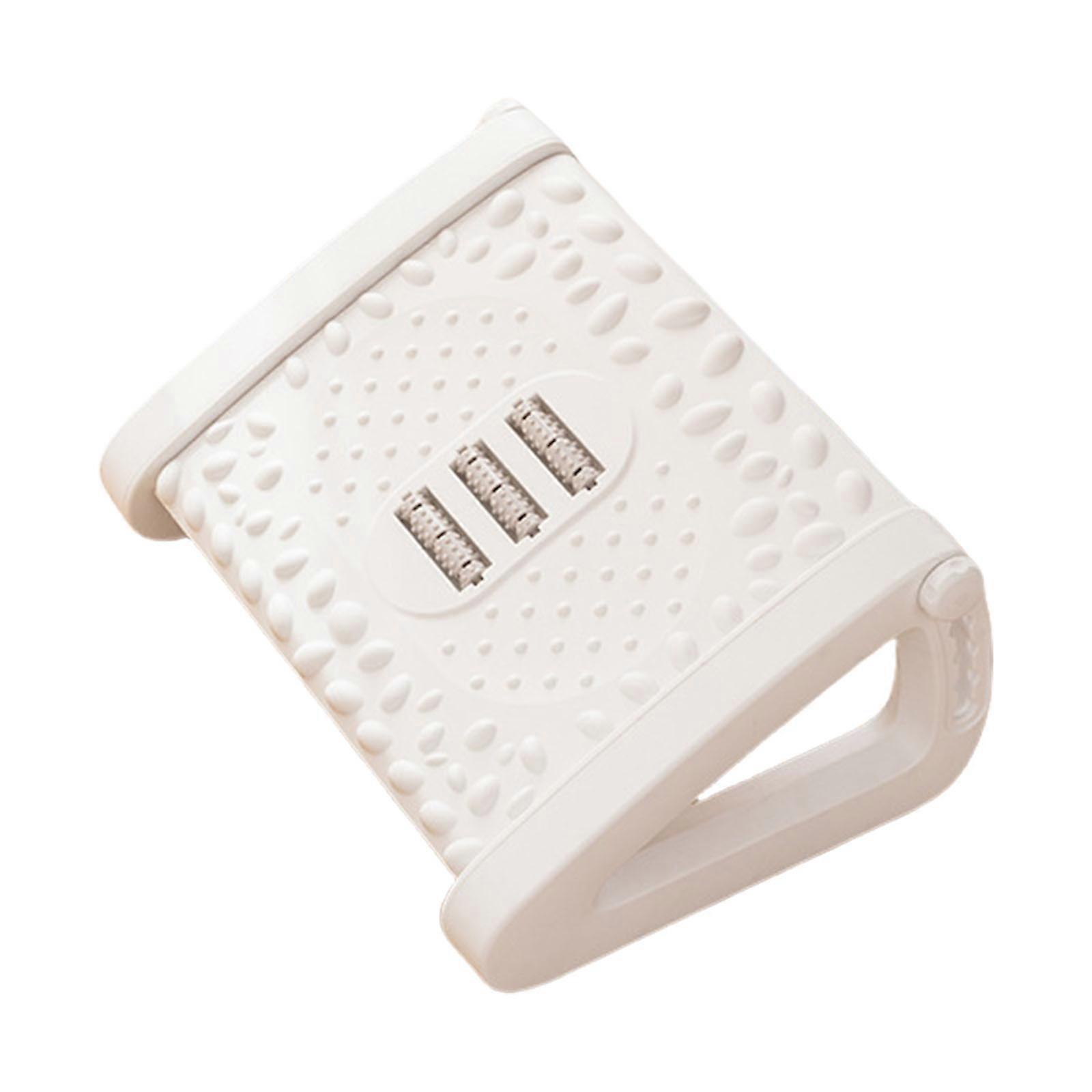 Height Angle Adjustable Foot Stool with Build In Massage Rollers Easy to Carry for Postures Support & Muscle Relaxation  White