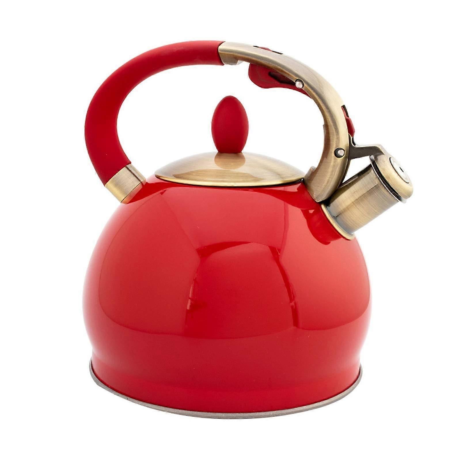 Camping Coffee and teapots, 3L large capacity stainless steel teakettle Ergonomic bronze handle whistle teakettle for stove pot Marriage