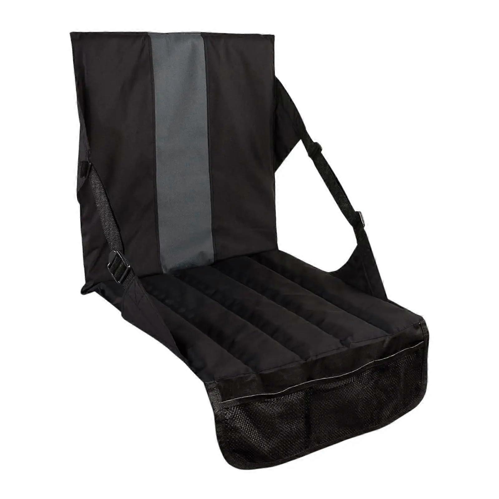 Foldable Stadium Seat Cushion with Backrest, Portable Padded Mat for Travel, Camping, Sports, Backyard Use in Black