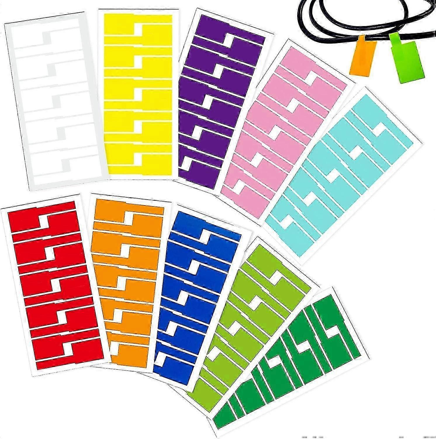 (10 Colors) Cable Labels, Self-adhesive Cable Labels, A4 Cable Labels, Color Coded Labels, Type P, Tear Resistant, Printable