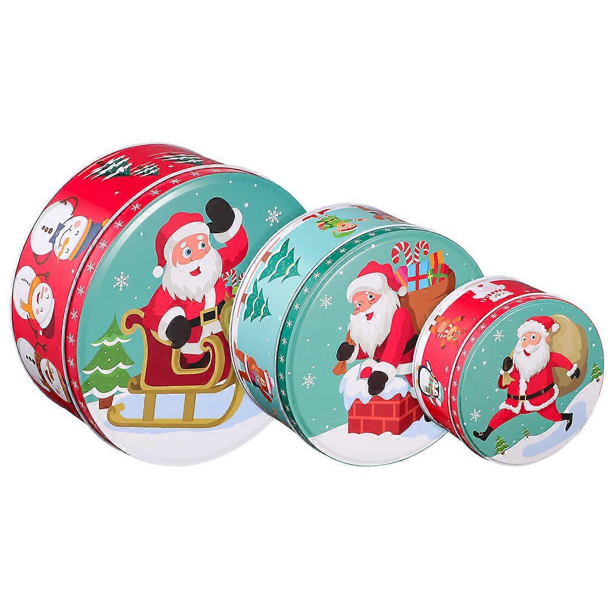 Christmas Tinplate Boxes with Lids, Functional for Cookies and Treats