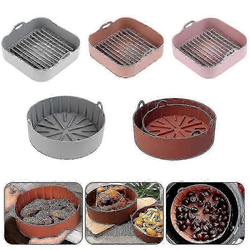 Air Fryer Σιλικόνη Bakeware Εργαλεία ψησίματος Επαναχρησιμοποιήσιμο δοχείο σιλικόνης Καλάθι ψησίματος Πιάτο πίτσας Grill Pot Κέικ κουζίνας Εργαλείο μαγειρέματος0617