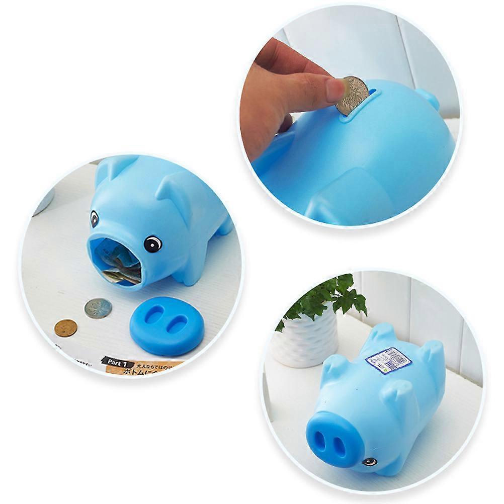 Money Bank Coin Container Storage Holder Office Use Blue 2Pcs