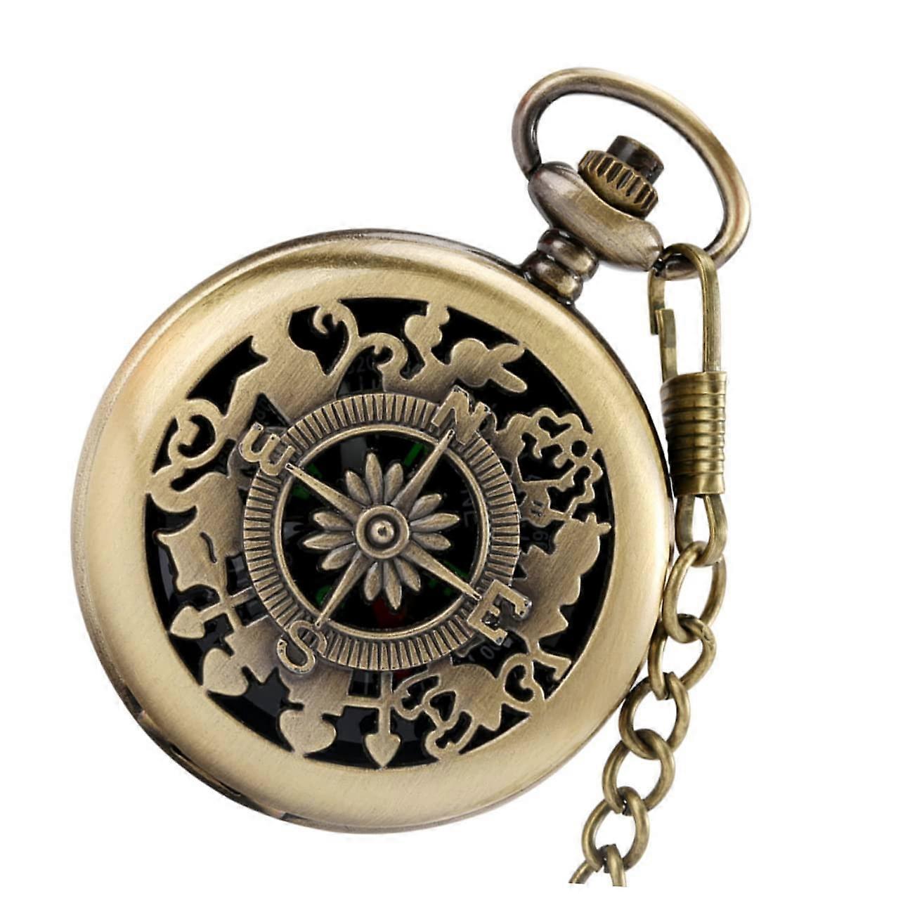 Pocket Compass One Set Retro Alloy Compact Camping Accessory For Outdoor Use Fully Sealed And Precise