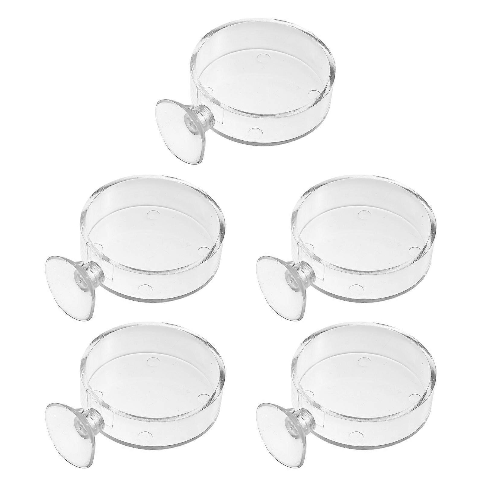 Feeding Dish for Fish Tank Adjustable Height Pet Owners Circular Suction Cup Design 2.6×2.6×0.8in 5Set