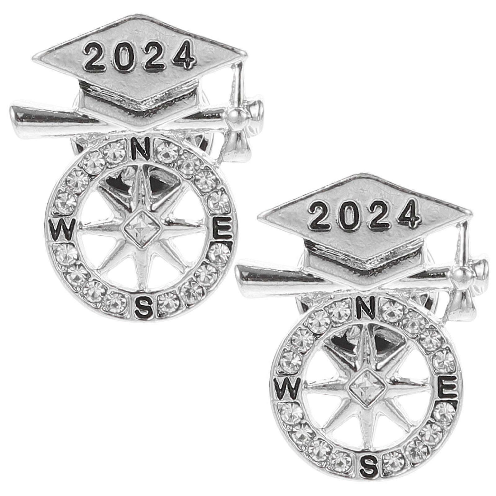 Brooch Pin Graduation Cap Decor Special Occasions Round Shape Students present 2Pcs