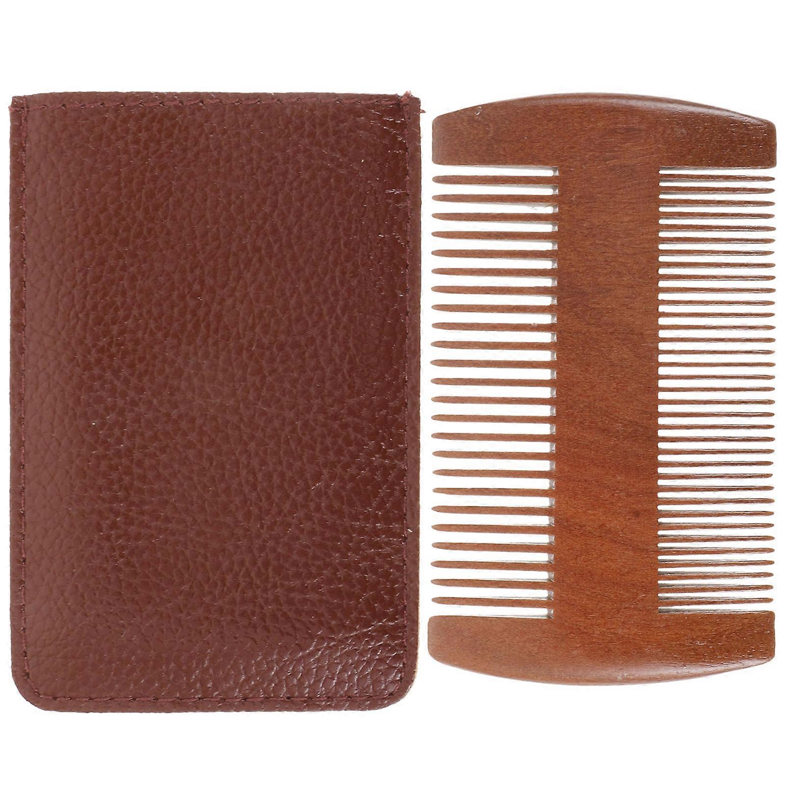 Combs For Men Four Sided Beard Comb Wood Styling Everyday Use Brown 1Set