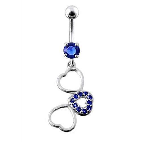 Fancy Jewelled Multi Heart Dangling Ss Curved Belly Ring