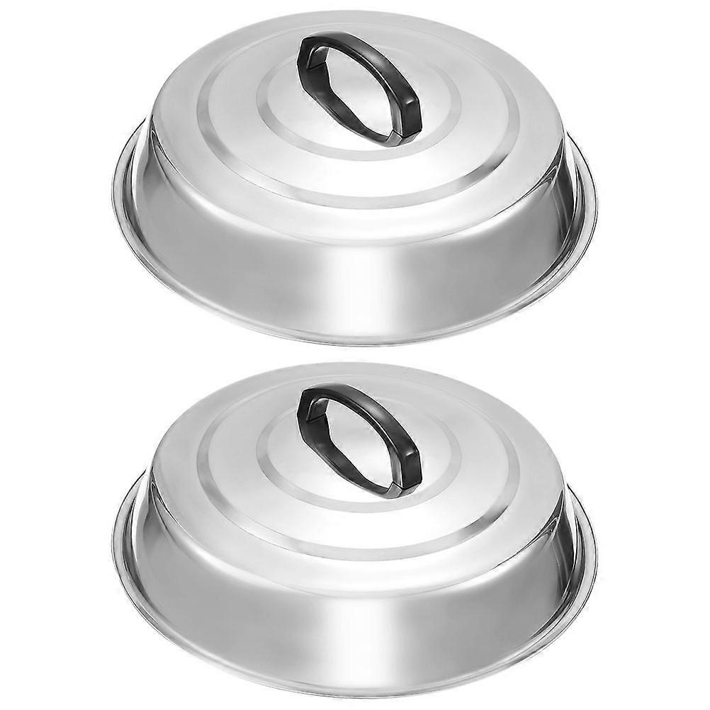 Metal Lid Cover For Pots Anti Hot Handle Prevent Scalding Round Shape Thickened 2Pcs
