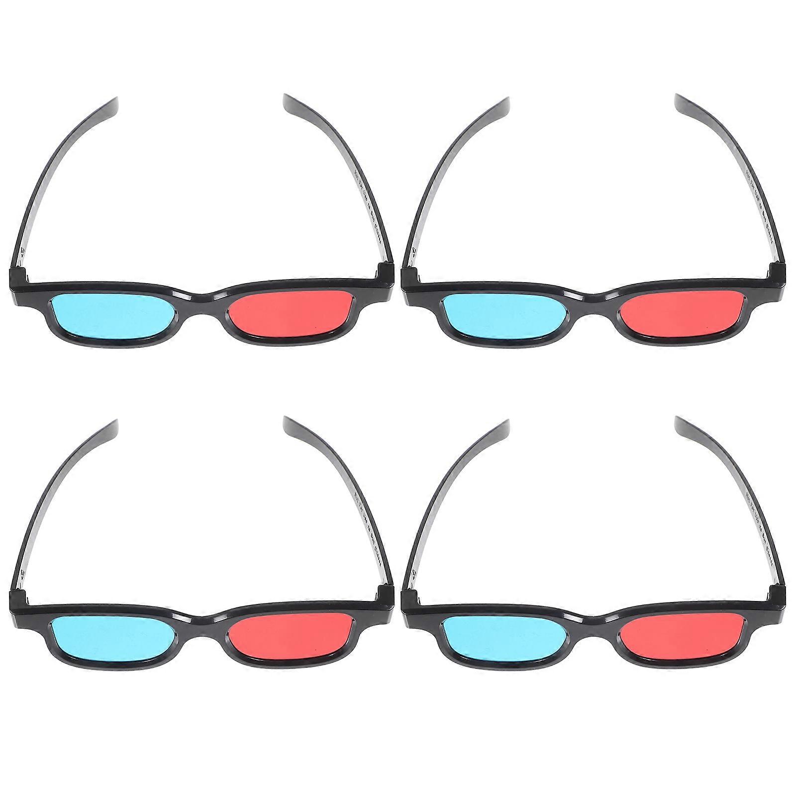Plastic Glasses 3D Effect Movie Watching Universal Compatibility Rectangle Shape 4Pcs