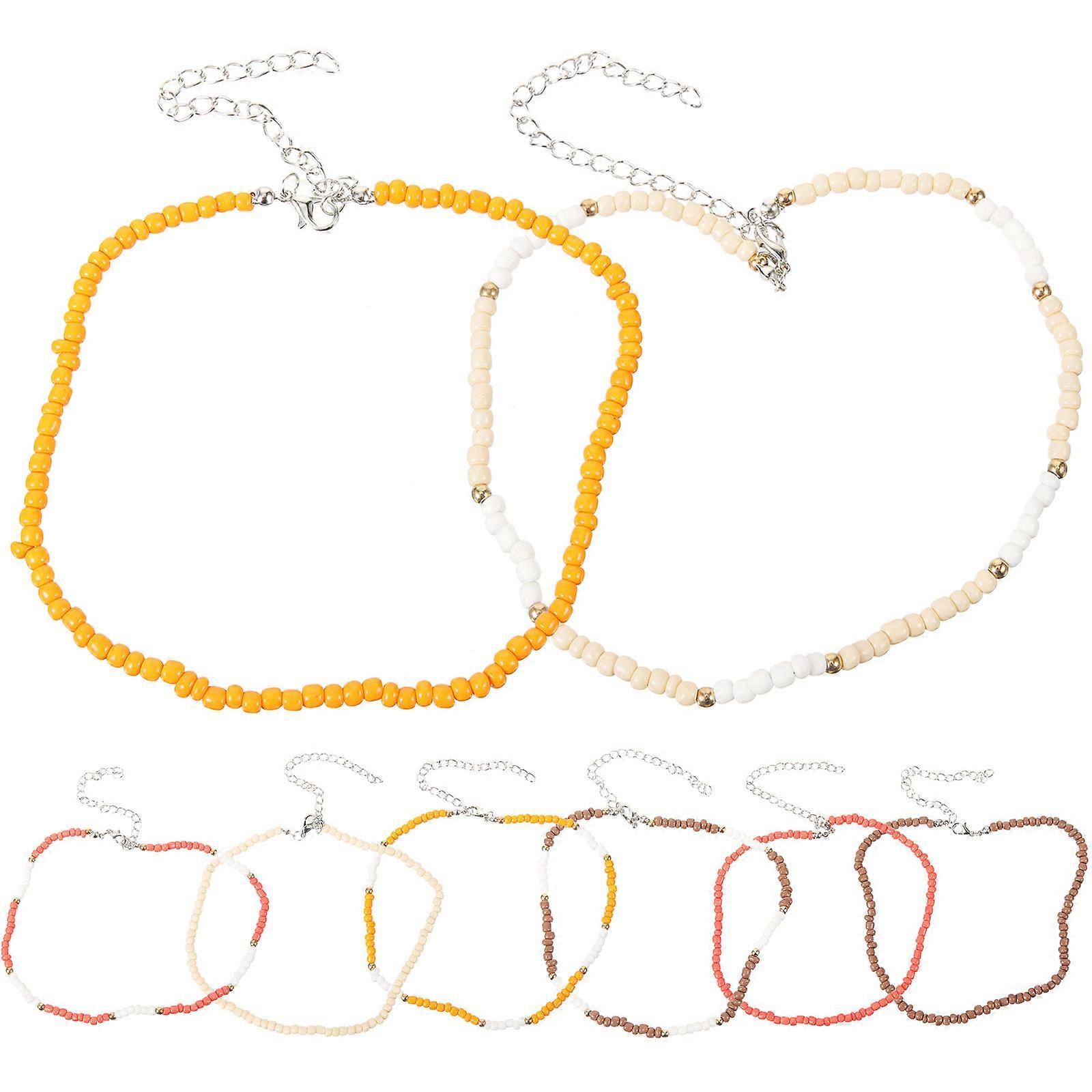 Here's a polished and professional product description for your **8pcs Boho Beaded Clavicle Choker Necklace Set**:
**8pcs Boho Beaded Clavicle