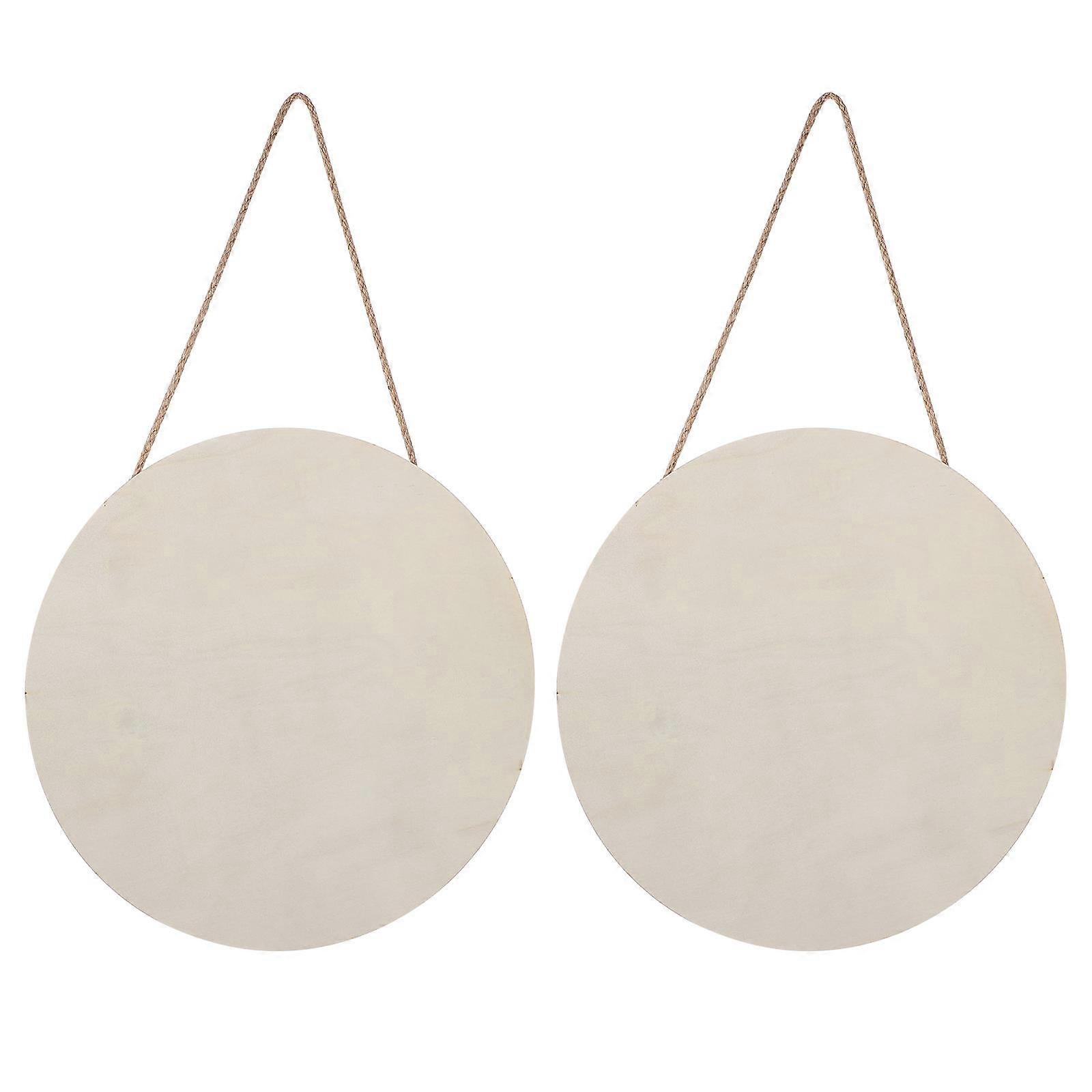 DIY Wooden Sign Pendant for Home Decor 2pcs Beige Synthetic Material Perfect for Painting and Crafts