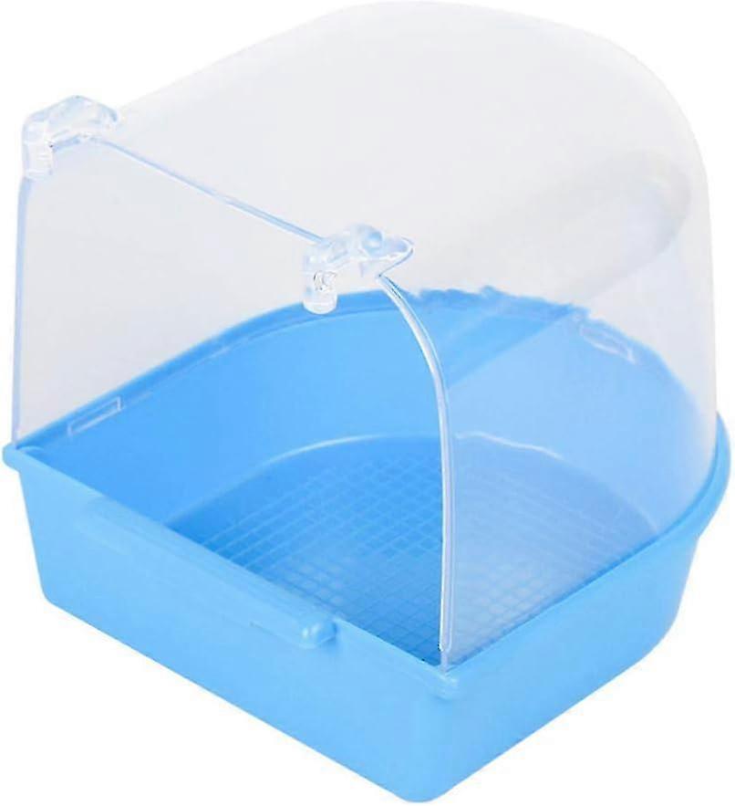 Hanging Bird Bath for Parrots with Cover in Light Blue Color, Ideal for Birdcage Use