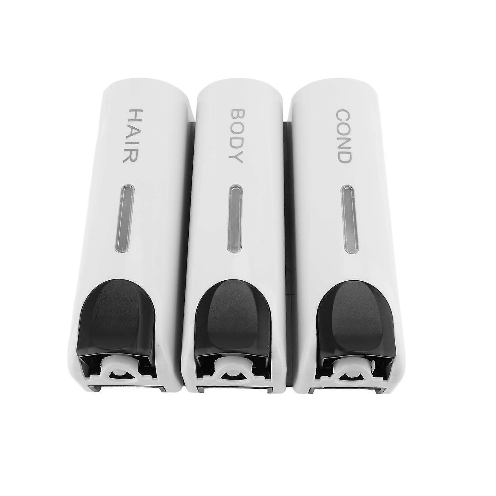 ABS Soap Dispenser 3x350ml Manual 3 Compartments Wall Mounted Shampoo and Conditioner Dispenser for Hotel Home Silver