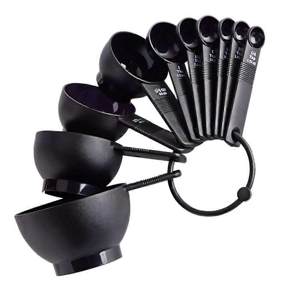 Stackable Measuring Spoon and Cup Set for Liquid, Solid, and Powdered Foods – Portable Kitchen Utensils with Tail Ring Design for Easy Storage and