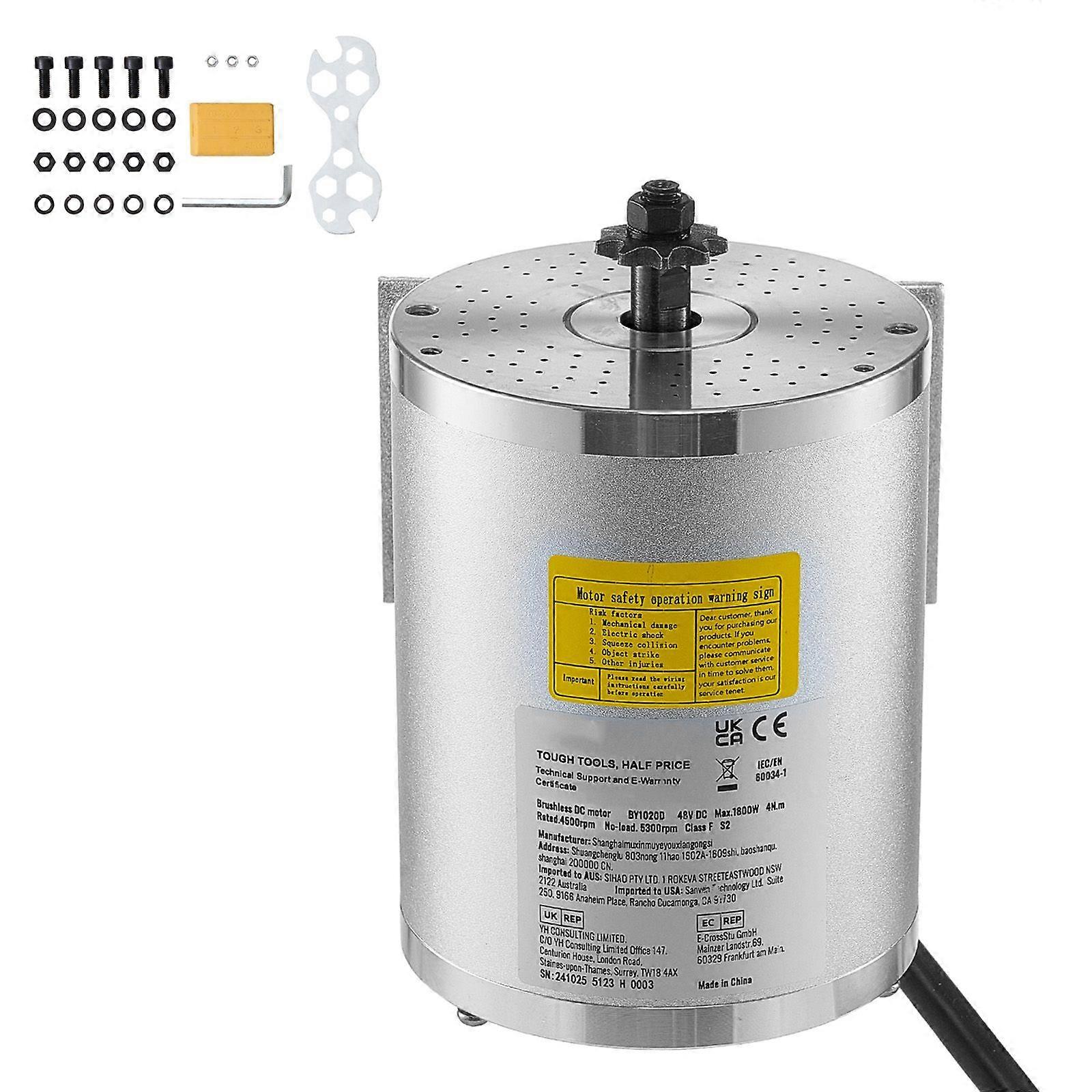 1800W Electric Brushless DC Motor, 48V 4500rpm Go Kart Electric Motor, Electric Dirt Bike Motor Engine for E-Bike Motorcycle Scooter DIY
