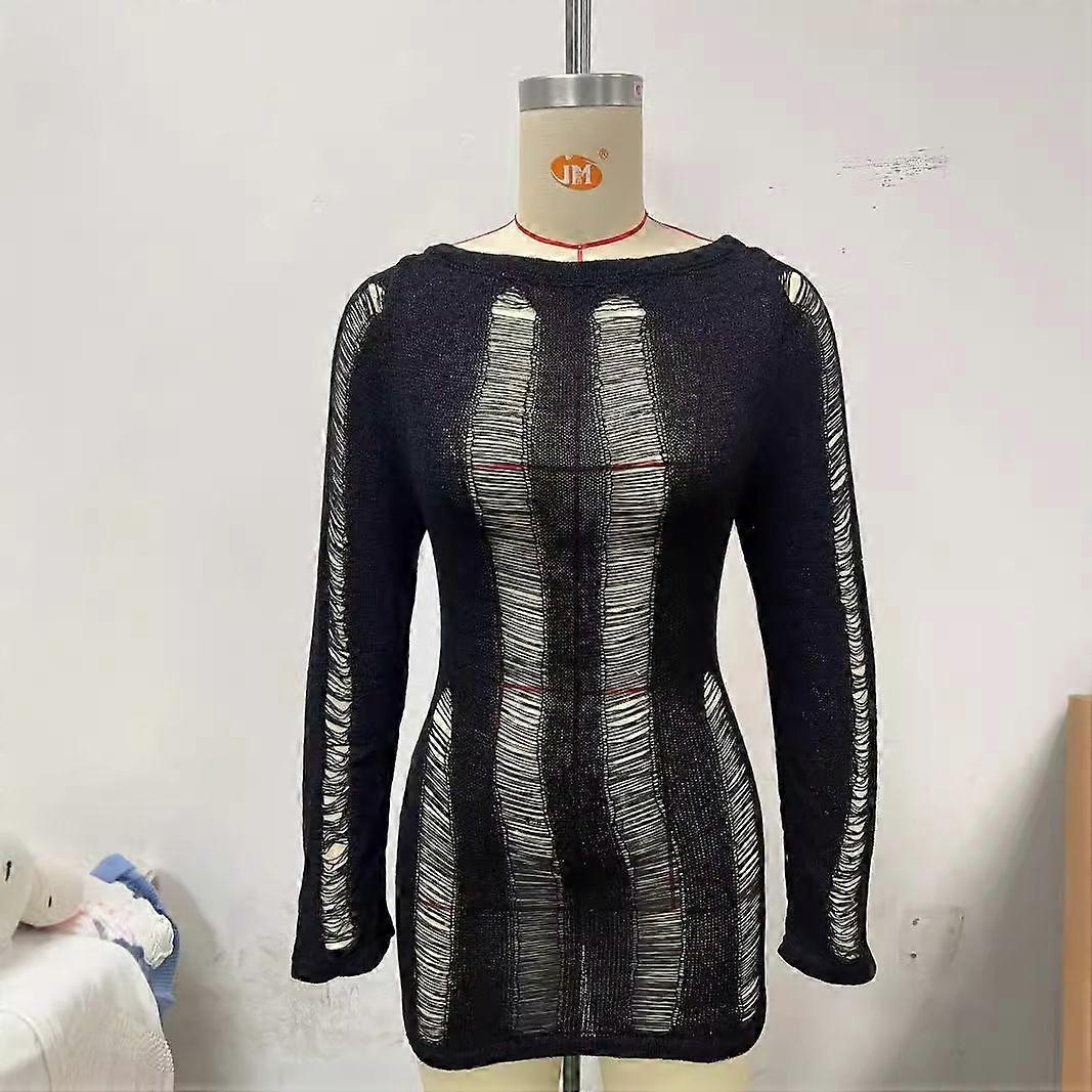 Long-Sleeved, Cutout, Backless, Tight, Cut-Out, And Body-Hugging Woolen Spring And Summer Women's Dress