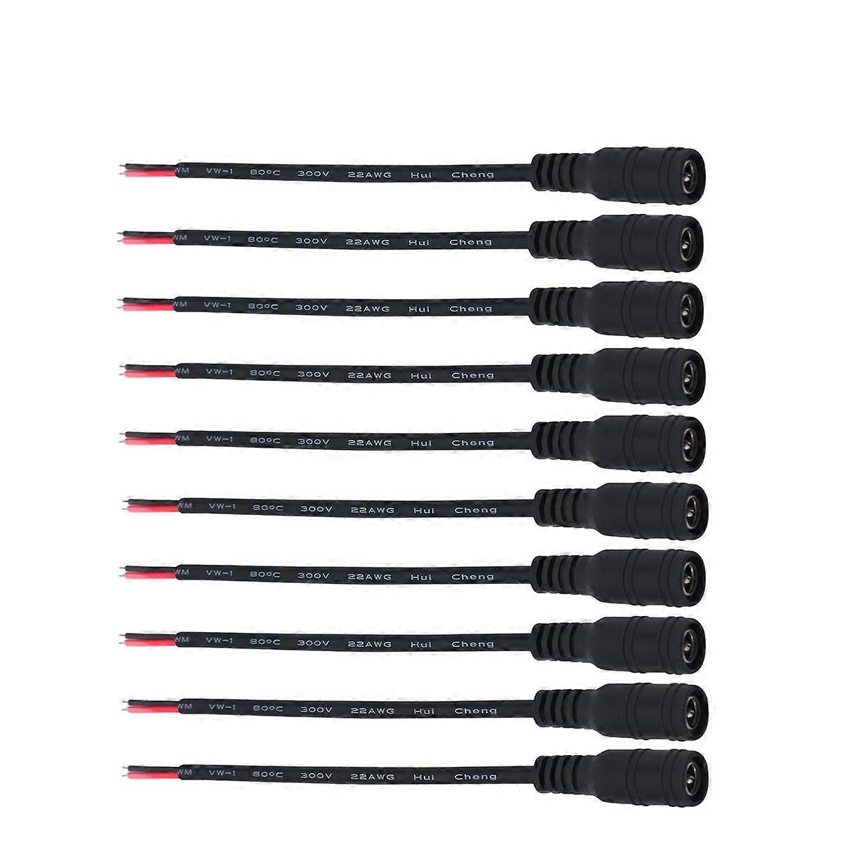 Connector Cable For 5.5x2.1mm Cable Making Black 10Pack