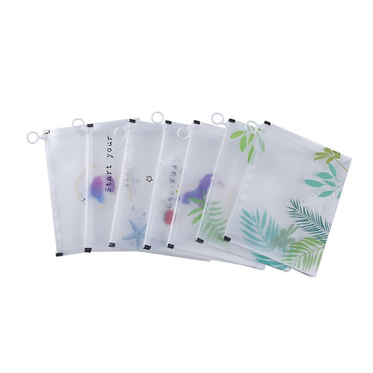 4 Pack Transparent Zipper File Bags Organizer for School and Office Durable Multi-Pattern Pencil Holder with Strong Material