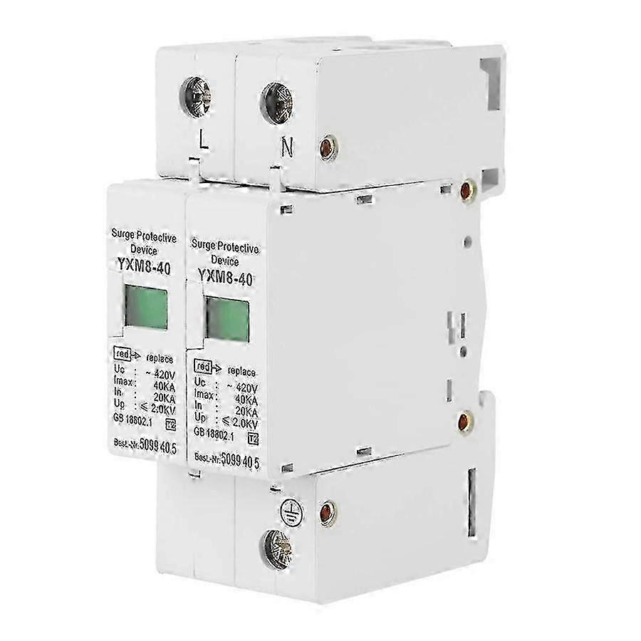 جهاز صواعق 220 فولت 2P 40KA واقي من زيادة التيار الكهروضوئية مانع الجهد المنخفض للمنزل الأبيض SZRH