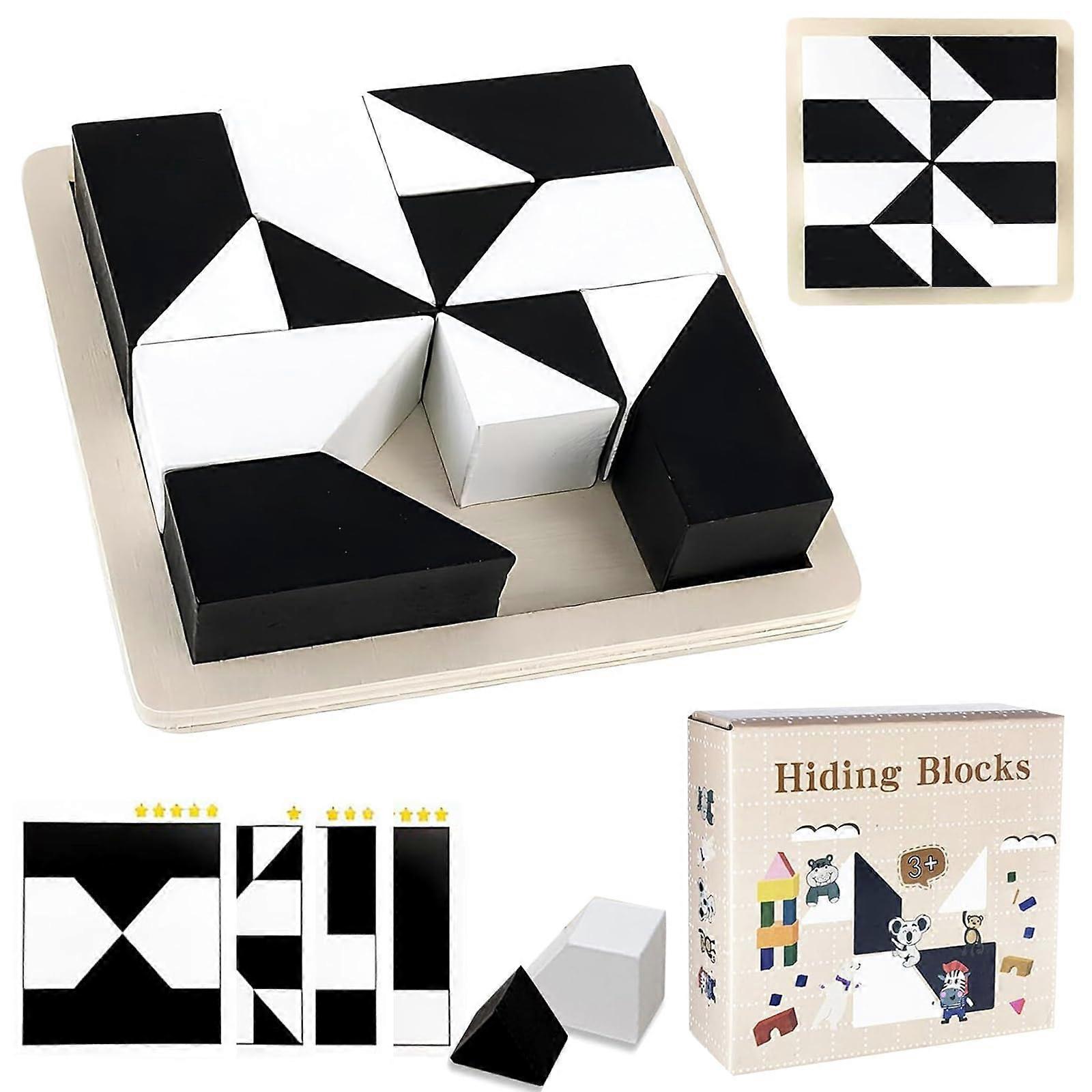 Block Puzzle, Hidden Geometric Shape Pattern Jigsaw, Brain Teaser Puzzle Game, Desktop Game for Early Education Age Group 3