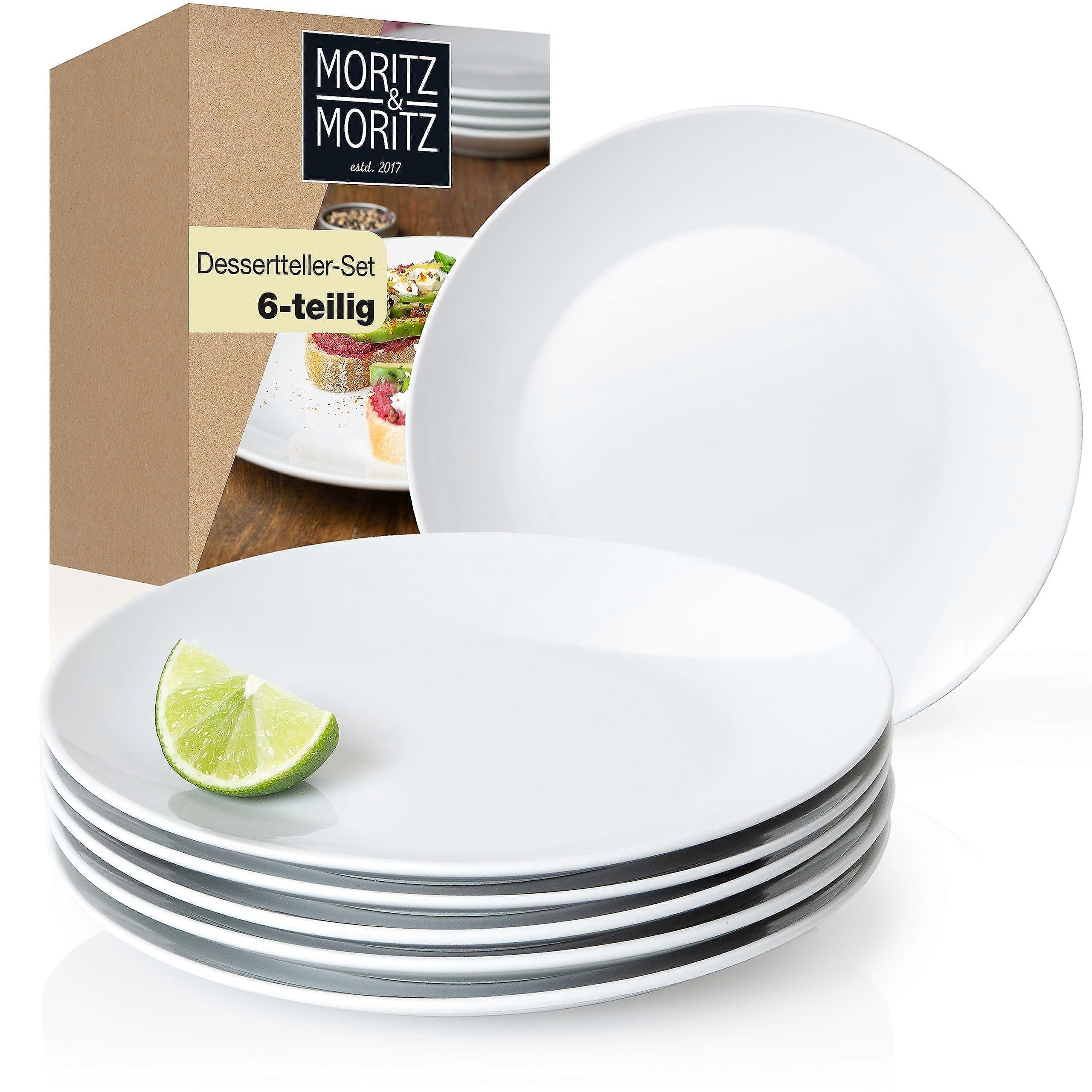 Basic Dessert Plate Set for 6, Modern, 20.5 cm, Quality Porcelain, White (6x)