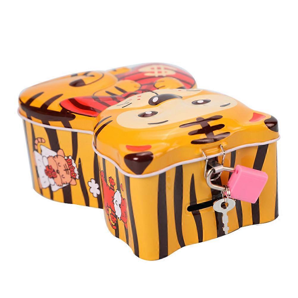 Adorable Tigershaped Piggy Bank for Children in Assorted Colors Made of Tinplate Perfect for Storage
