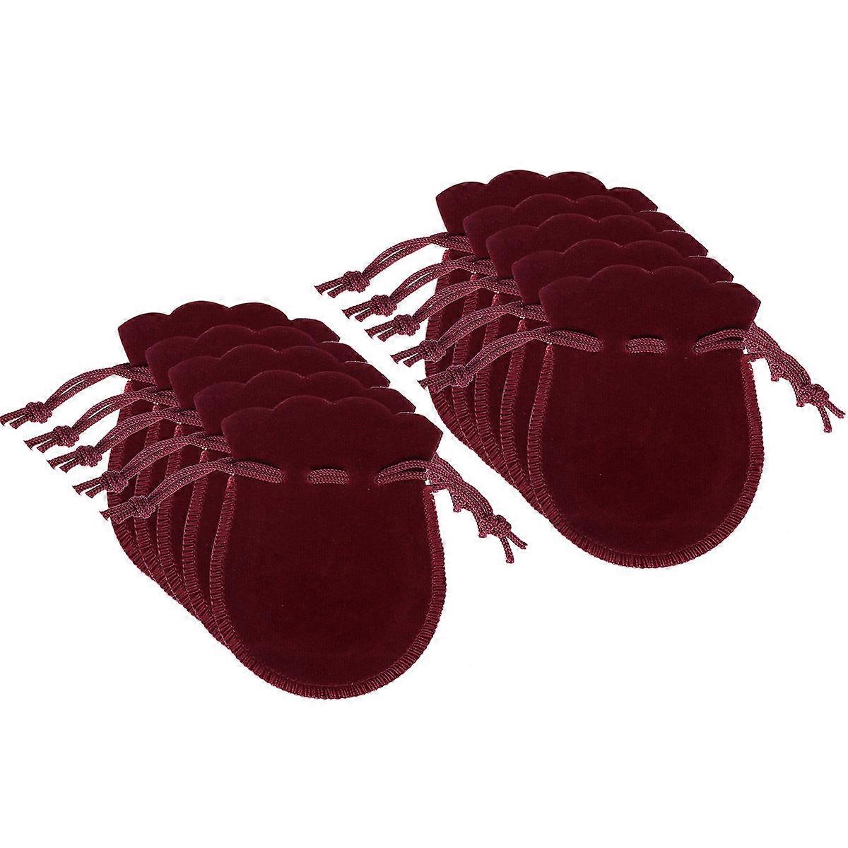 Shape Drawstring Closure present Bags Wine Red 7x9cm 10Set
