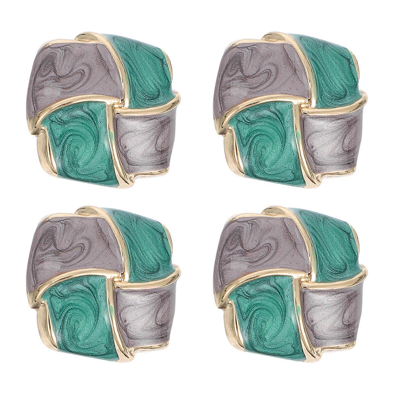 Crafts Button Sewing Accessory Vintage Metal Alloy Square for DIY Projects Clothing 4Pcs