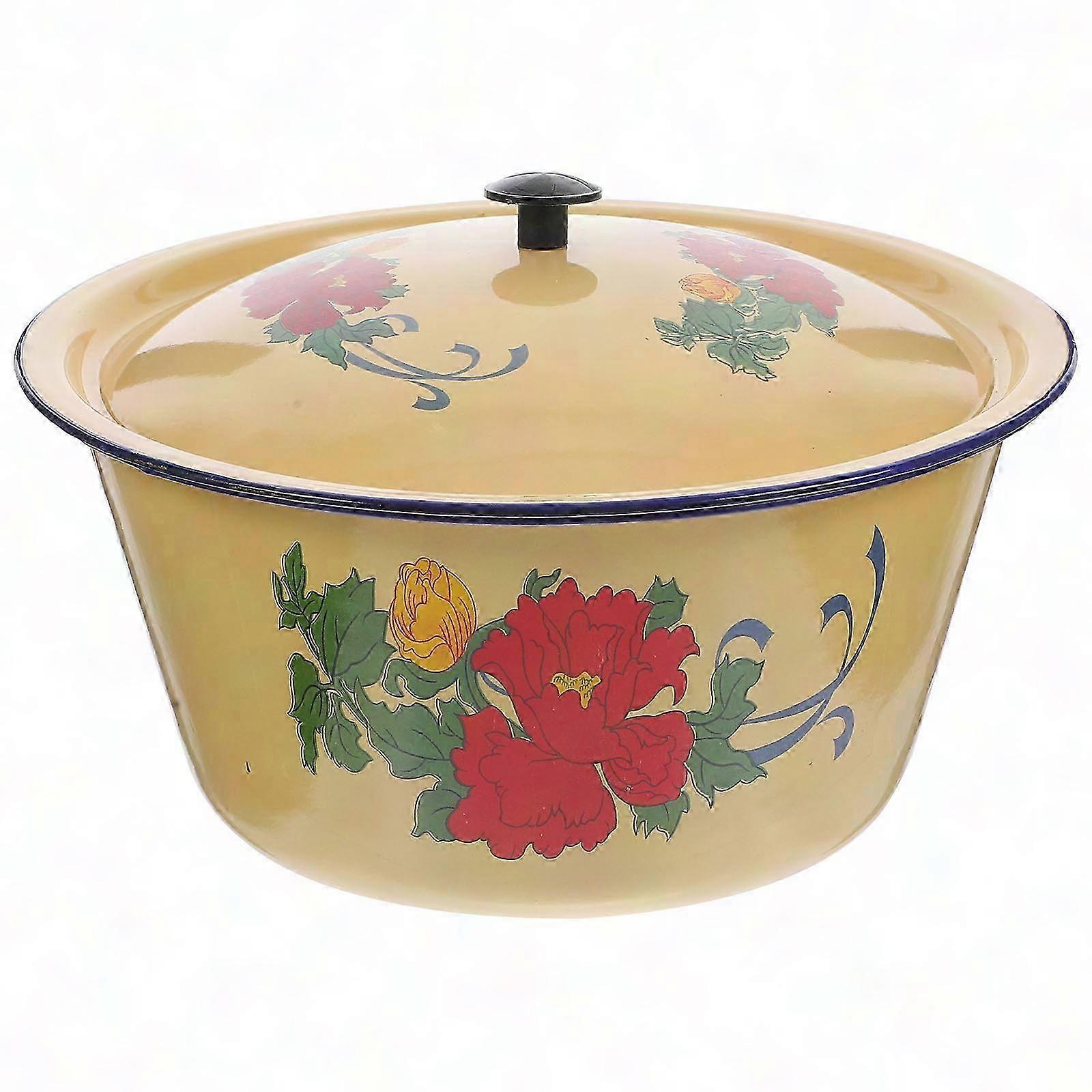 Enamel Stew Pot Soup Cooking Pot Multi-use Kitchen Cookware