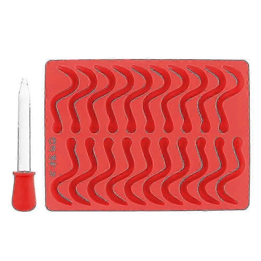 Worm Silicone Mold With Dropper Chocolate Jelly Candy Ice Cube Baking Mould Baking Tool