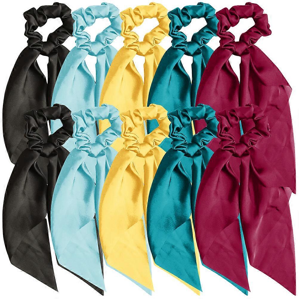 10pcs Elastic Hair Scarves for DIY Hairstyles – Lightweight, Comfortable Ponytail Holders for Daily Wear, Parties & Sports