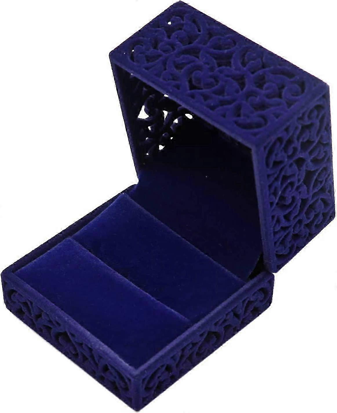 مربع الخاتم ، جوفاء مربع المخملية خاتم هدية مربع الزفاف خاتم مجوهرات مربع الأزرق الملكي