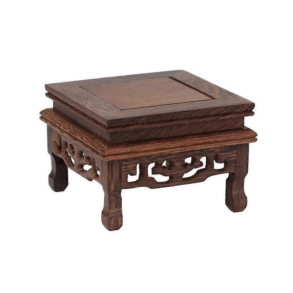 Bonsai Table Plant Stand, Bonsai Square Stool Pedestal, Teapot Vase Wooden Base Support, Ornament Display Stand (Small)