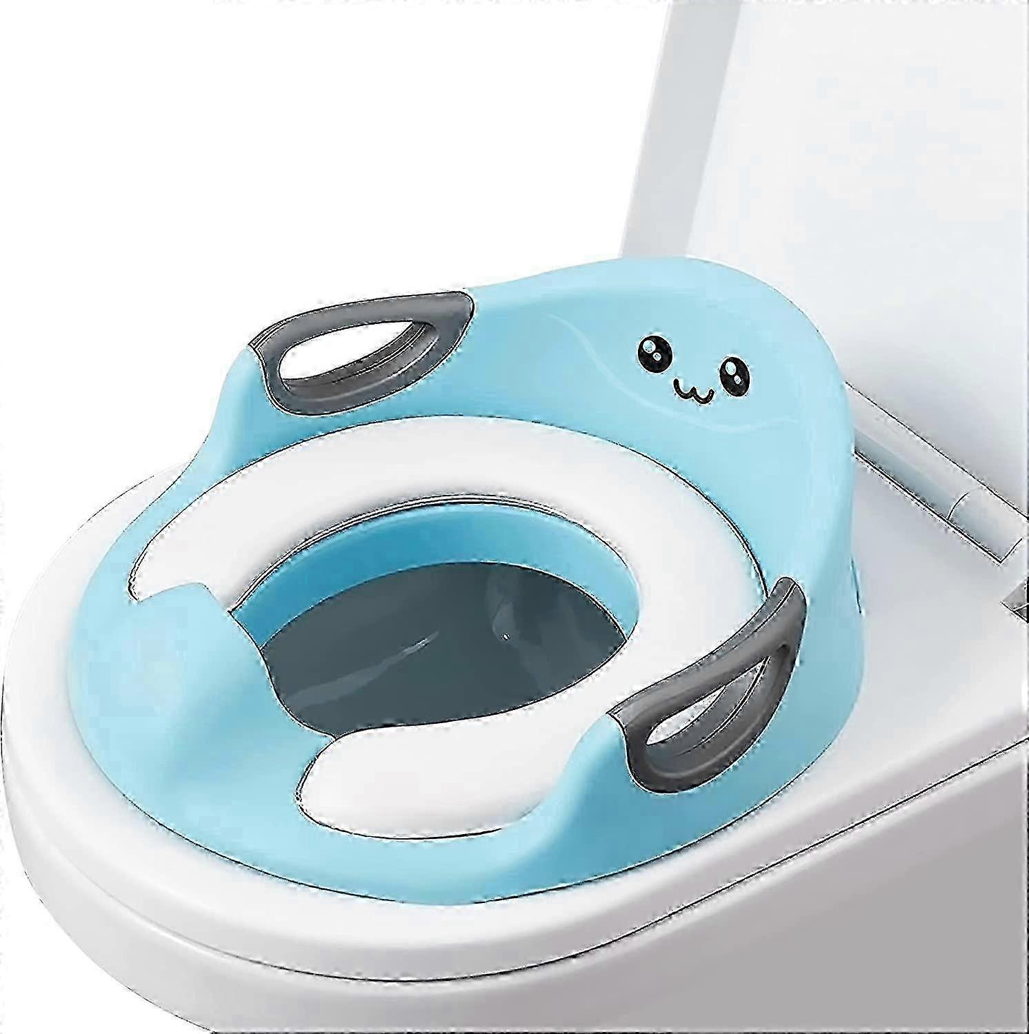 Portable Children's Toilet Seat Booster with Removable Cushion, Handle & Backrest - Ergonomic Non-Slip Design for Boys & Girls