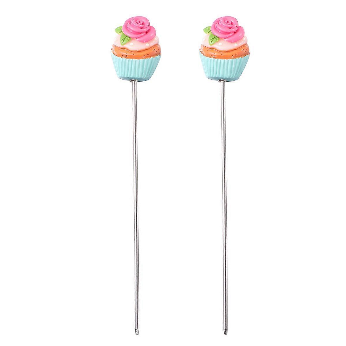 Stainless Steel Cake Tester Set of Green Leaf & Rose Design Baking Tool for Cakes, Biscuits, Bread, and Muffins Easy to Clean &