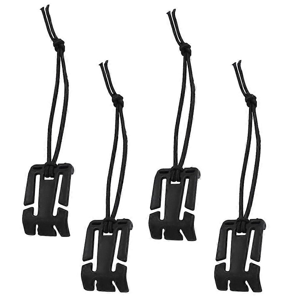 4pcs Web Buckles Strap Clip Belt Keeper Strap Management Tool with Elastic String for Backpack Webbing (Black)