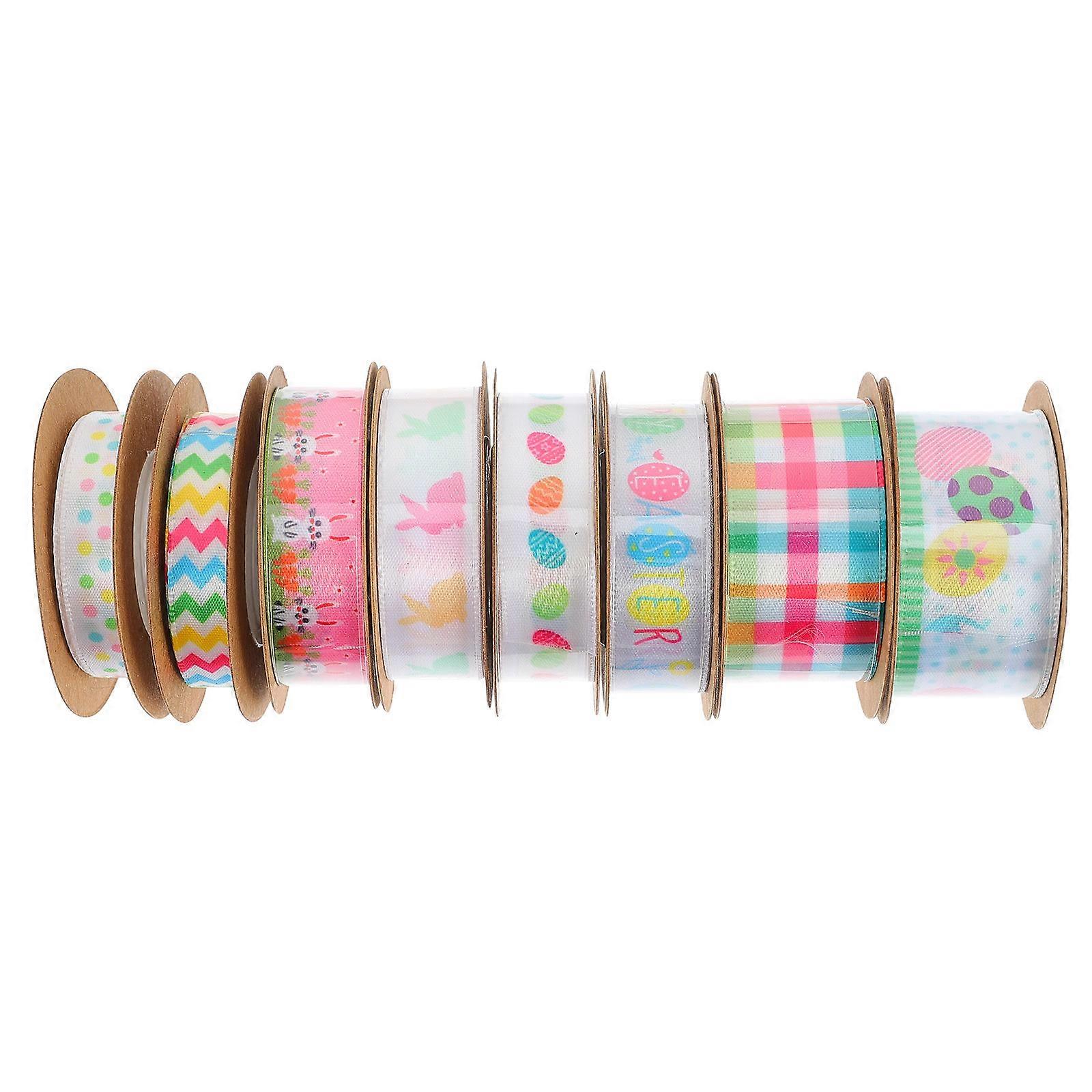 8 Rolls Easter Craft Ribbons Decorative Gift Ribbons for DIY Projects