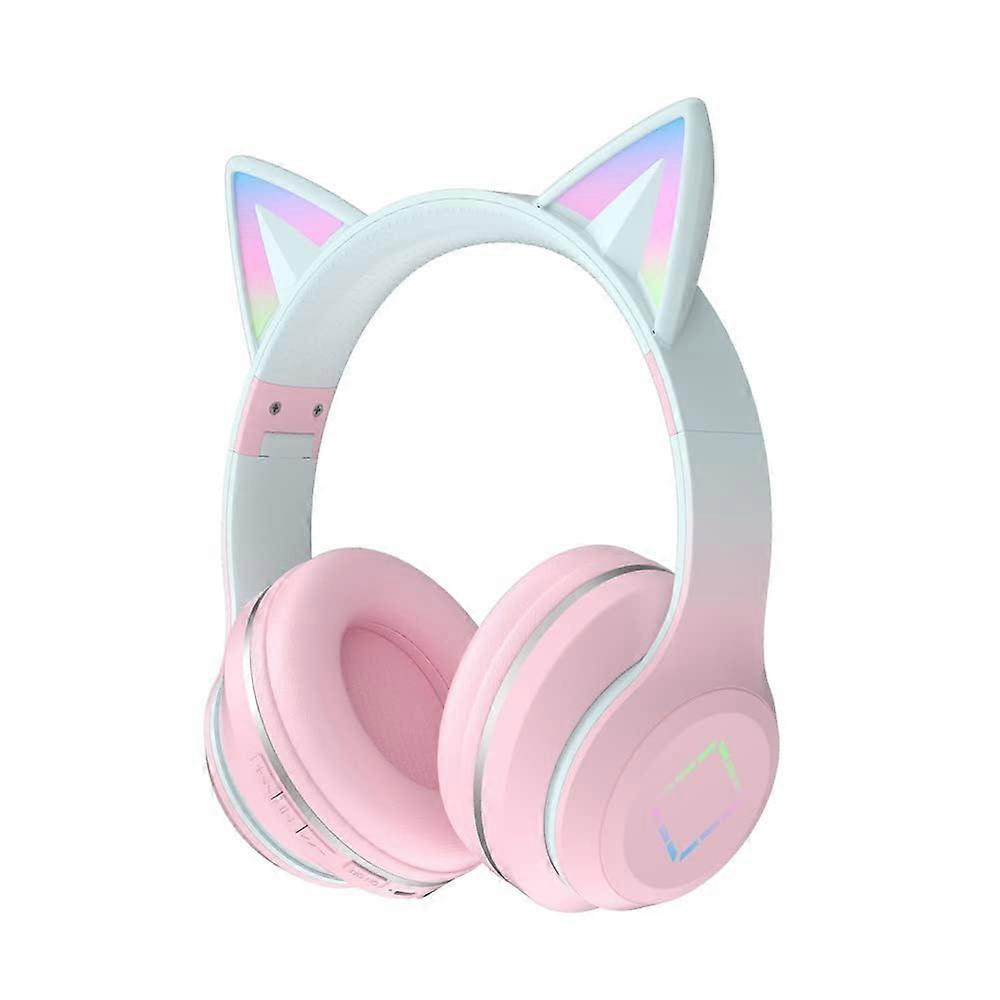 Children's Bluetooth Headphones, 85 dB Volume Limit, LED, Foldable, Wireless/Wired, Microphone, Grey/Pink
