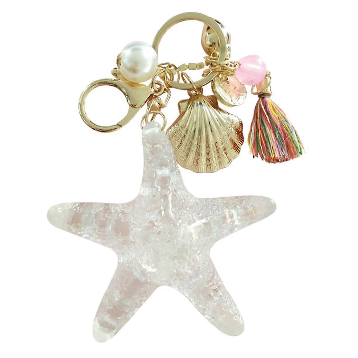 Key Ring with Shells and Tassel Ideal for Keys Bags Mobile Phones, various colours