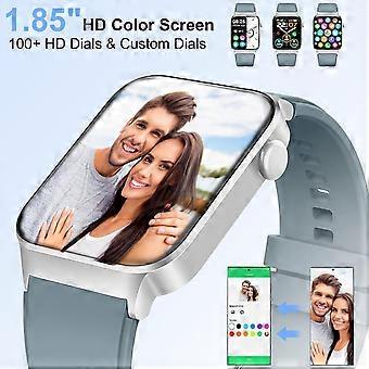 Smartwatch Mænd Kvinder med Telefonfunktion 1,85" Touch Smart Watch Fitness Grå