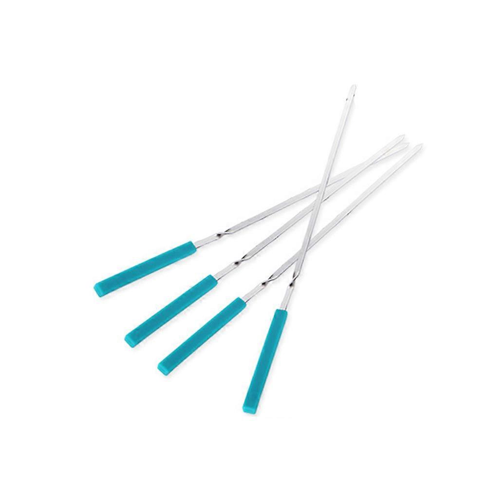 Sturdy BBQ Skewers with Silicone Handle for Easy Turning Perfect for Outdoor Activities and Kitchen Use 10 Pieces