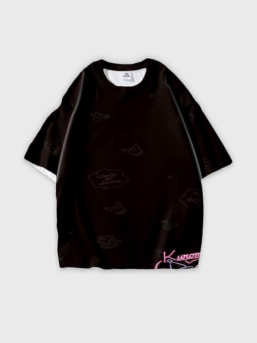 T-shirt round neck Cartoon Pattern loose short sleeve B23